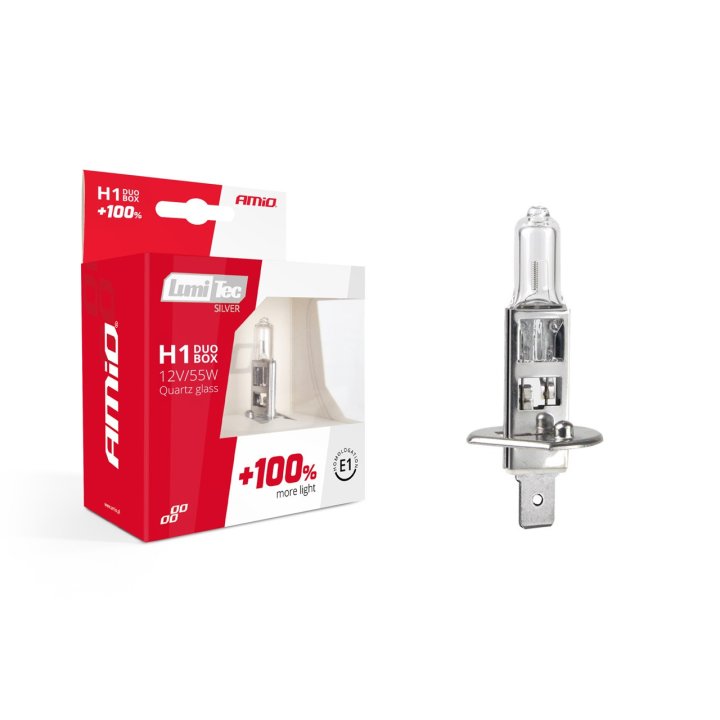 Zestaw żarówek halogenowych H1 12V 55W LumiTec SILVER +100% DUO BOX