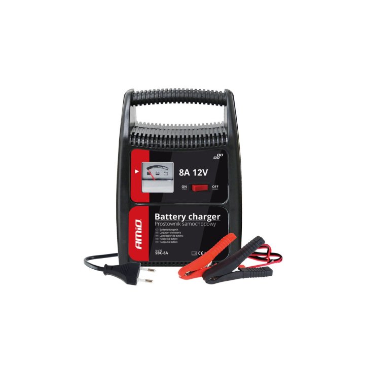 Prostownik AMiO ze wskazówką (bezp.) 8A, 12V SBC-8A