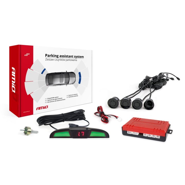 Zestaw czujników parkowania cofania LED COB 4 sensory czarne