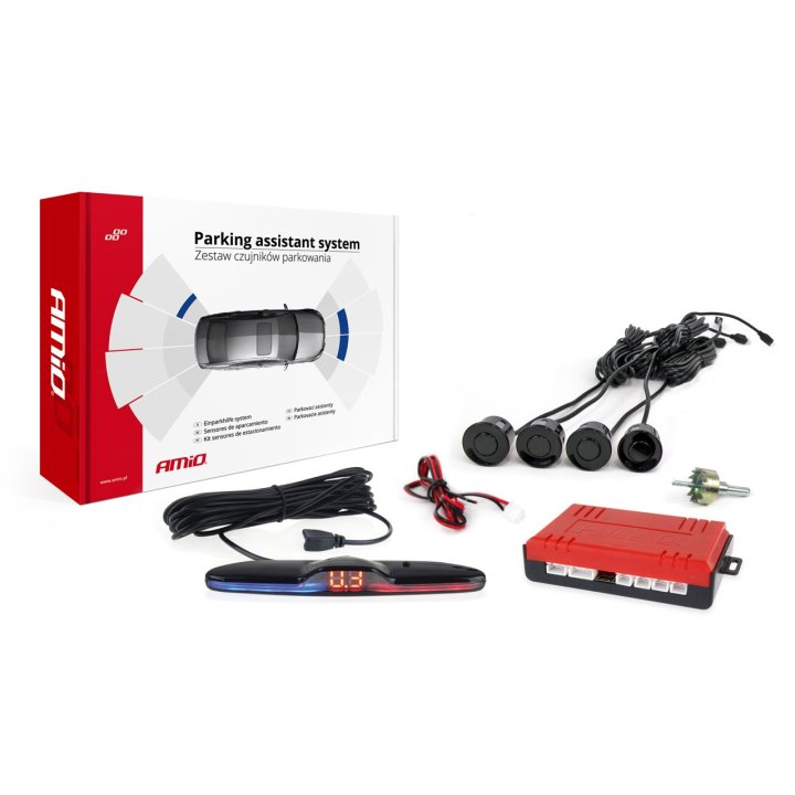 Zestaw czujników parkowania cofania MAX LED 4 sensory czarne