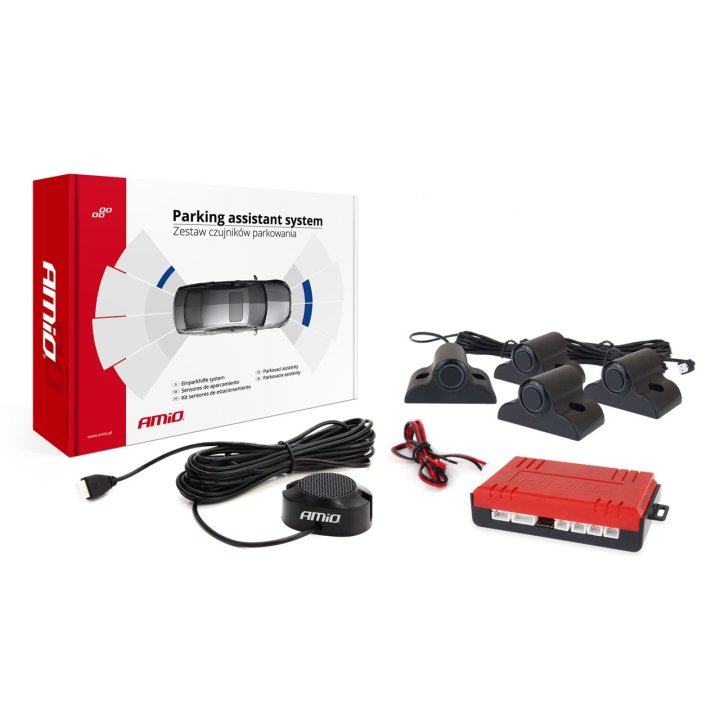 Zestaw czujników parkowania cofania Buzzer 4 sensory czarne TRUCK 19mm