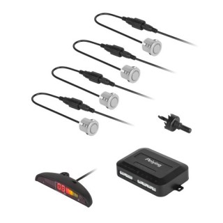 Samochodowe czujniki parkowania z wyświetlaczem (tył) Peiying – srebrne