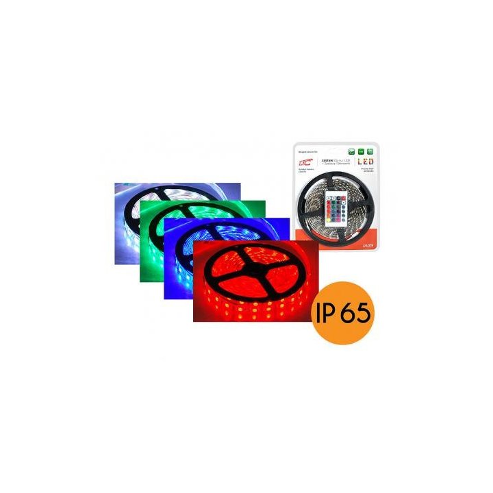 Zestaw: Sznur diodowy RGB IP65, 300 diod SMD5050, 5m + sterownik + zasilacz.