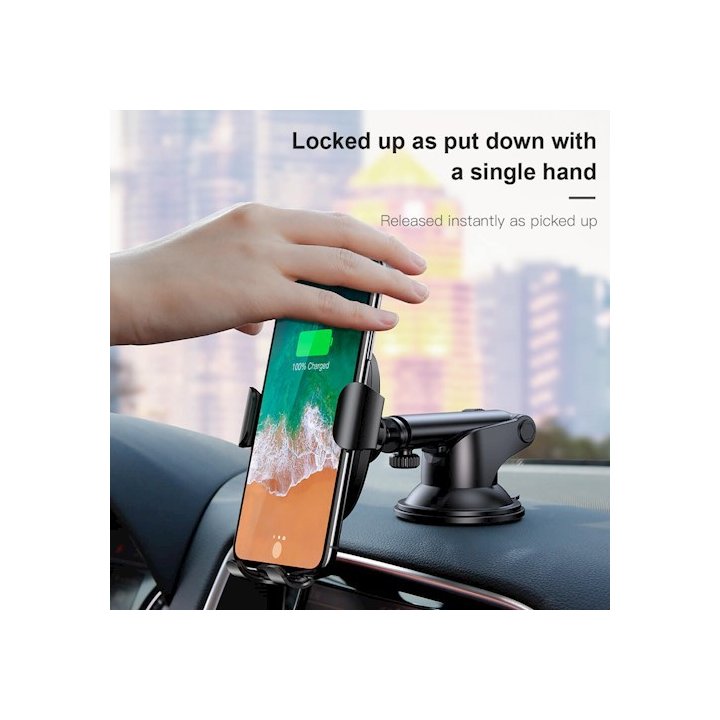 Baseus uchwyt samochodowy Osculum grawitacyjny z funkcją ładowania bezprzewodowego czarny