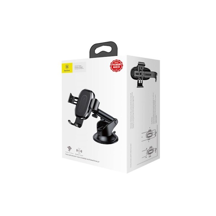 Baseus uchwyt samochodowy Osculum grawitacyjny z funkcją ładowania bezprzewodowego czarny