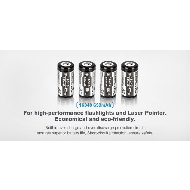 akumulator Xtar 16340 / R-CR123 3,7V Li-ion 650mAh z zabezpieczeniem