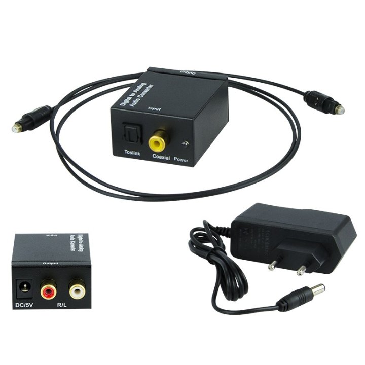 Konwerter optyczny TOSLINK na 2xRCA