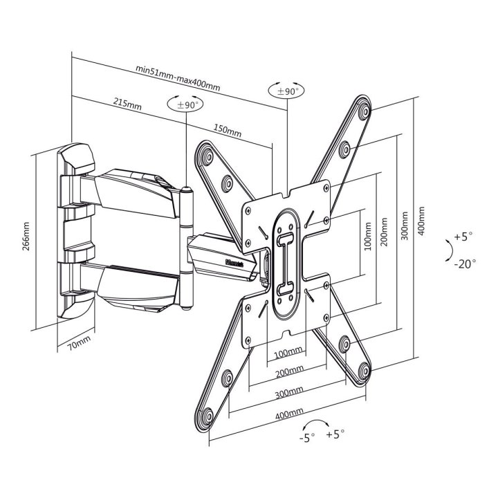 Obrotowy uchwyt MONTEK do TV LED VESA 400x400 35kg