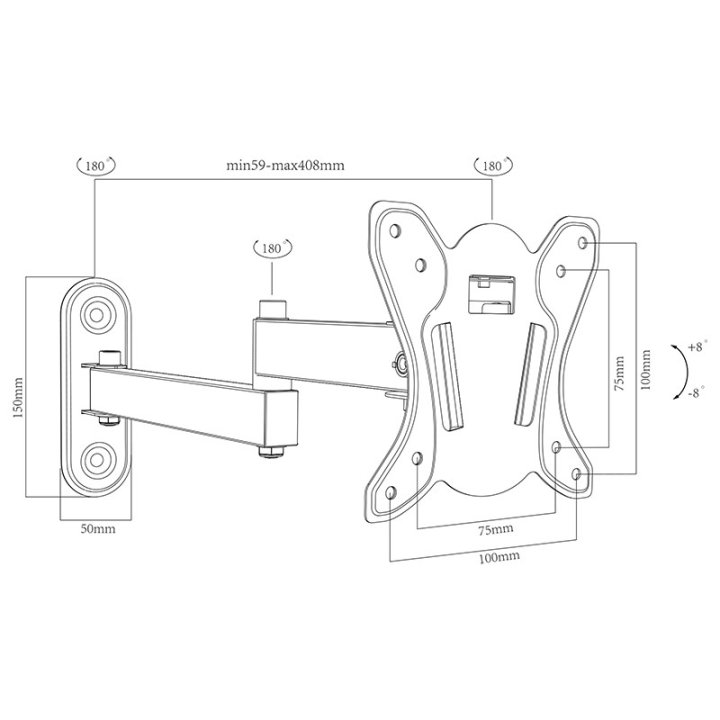 Uchwyt TV LCD 10"-27" TYP X z przeg.łama