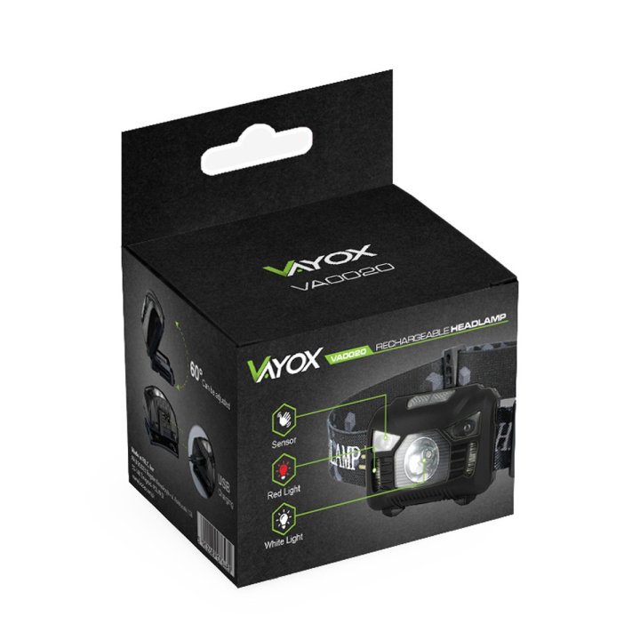 Akumulatorowa latarka czołowa z czujnikiem ruchu VA0020