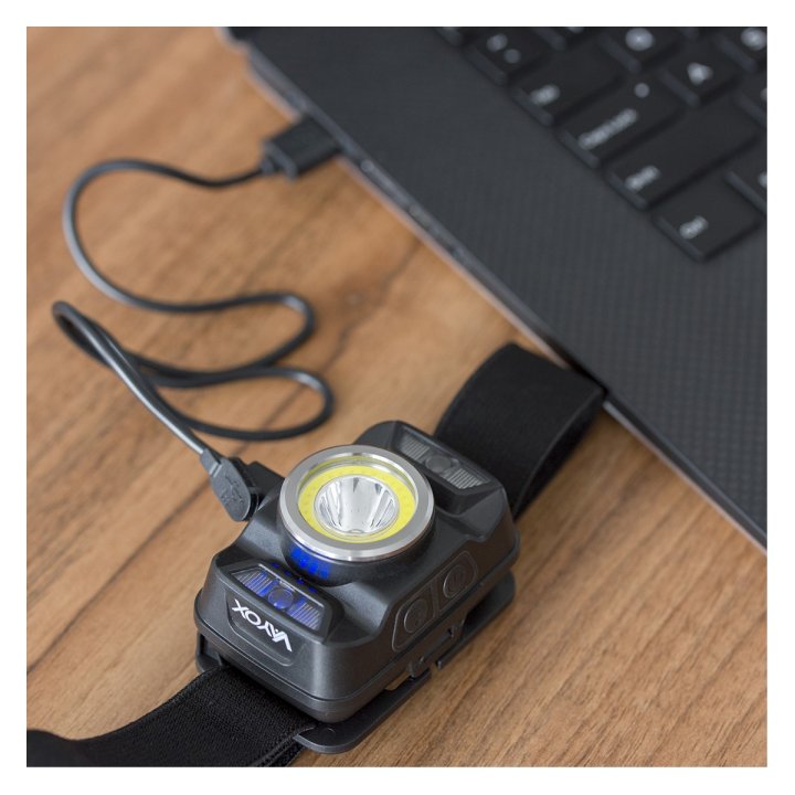 Latarka czołowa akumulatorowa z czujnikiem ruchu XTE 5W + COB 10W VA0025