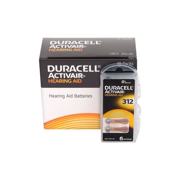 6 x baterie do aparatów słuchowych Duracell ActivAir 312 MF