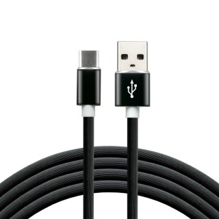 Kabel przewód silikonowy USB - USB-C / Typ-C everActive CBS-1.5CB 150cm z obsługą szybkiego ładowania do 3A czarny