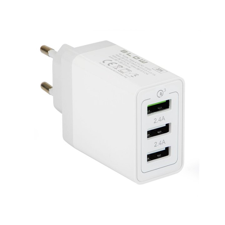 Ładowarka siec. z gn.USBx3 QC3.0 30W