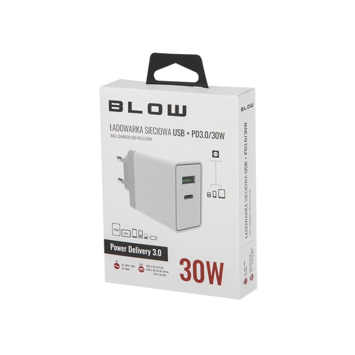 Ładowarka siec. z gn.USB+USB-C 30W