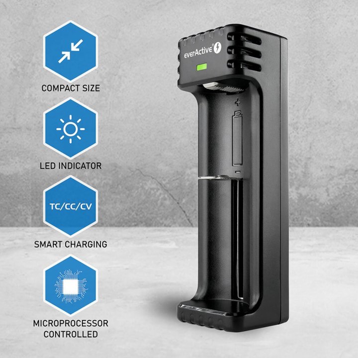 Ładowarka do akumulatorków cylindrycznych Li-ion everActive LC-100