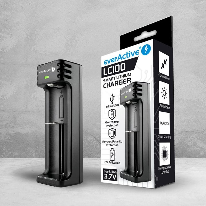 Ładowarka do akumulatorków cylindrycznych Li-ion everActive LC-100