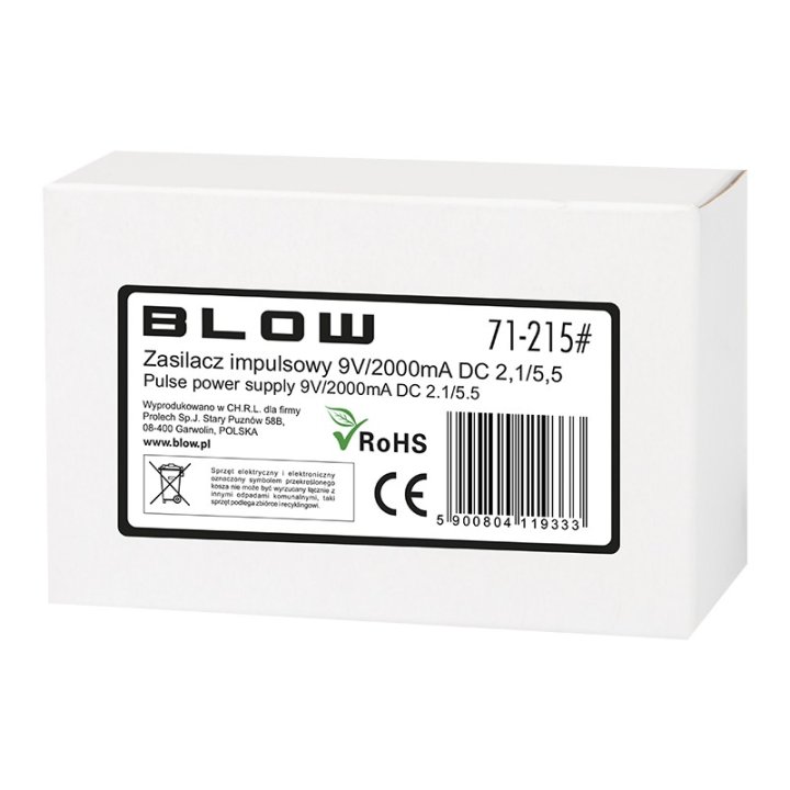Zasilacz impuls. 9V/2000mA 2,1/5,5 NOWY