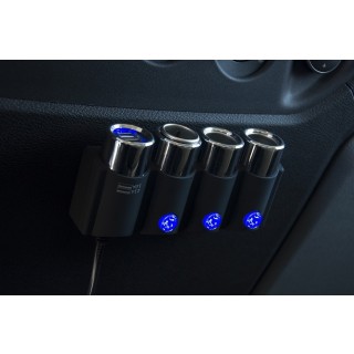 Rozgałęźnik gniazda zapalniczki - 3 gniazda + 2 x USB VA0008 VAYOX