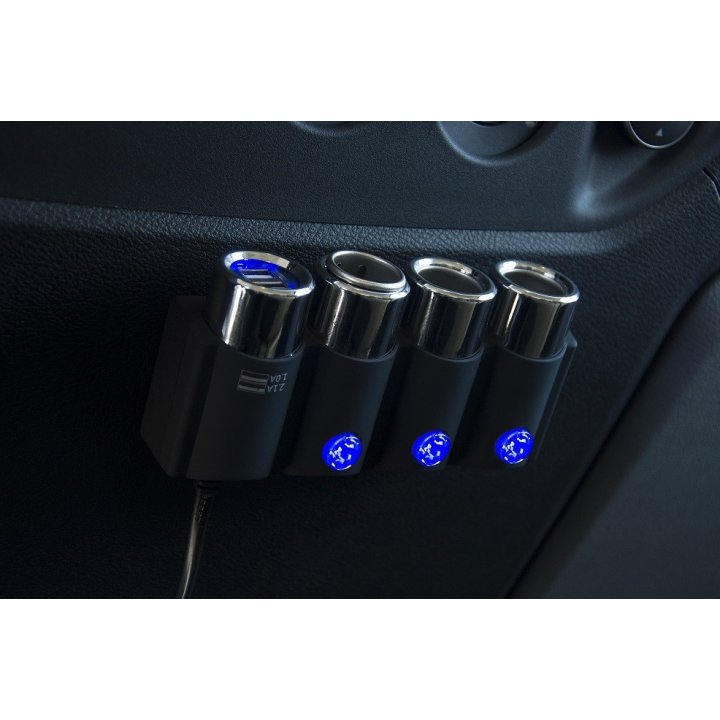 Rozgałęźnik gniazda zapalniczki - 3 gniazda + 2 x USB VA0008 VAYOX